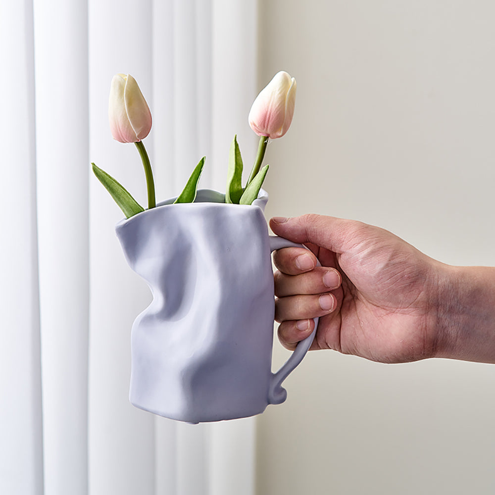 Ceramic Crumbled Pitcher Vase