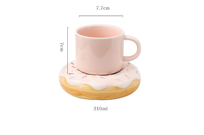 Ceramic Sprinkled Donut Coffee Cup And Saucer Set