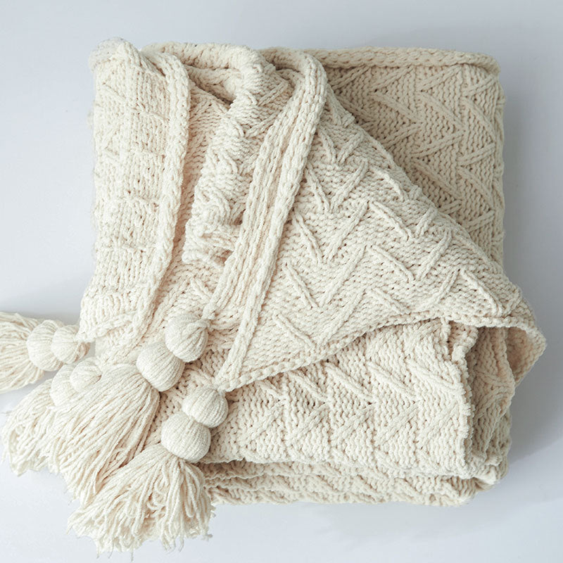 Cozy Knitted Tassel Blanket