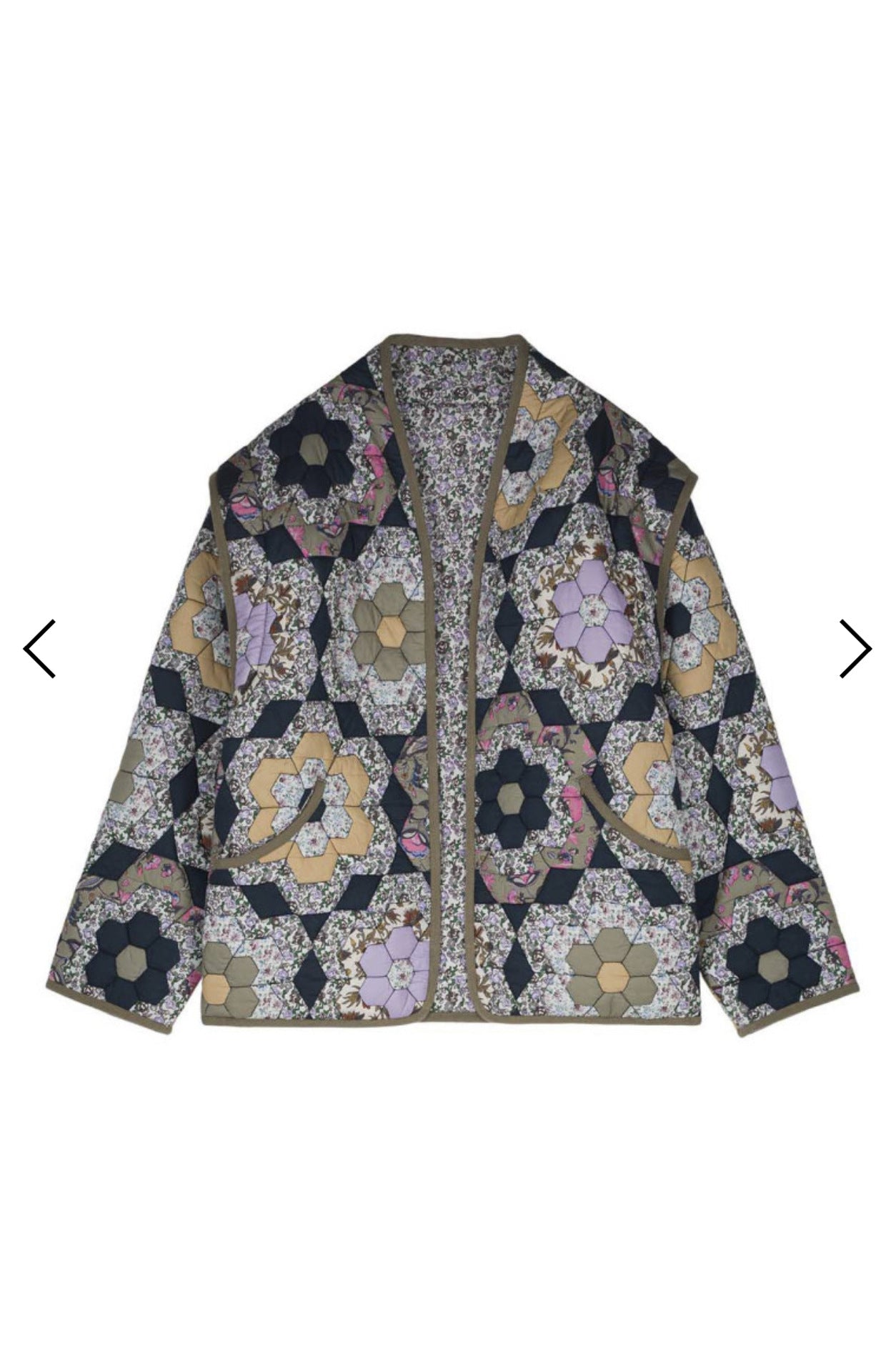 Wildflower of the Field Quilted Coat Vest Removable Sleeve