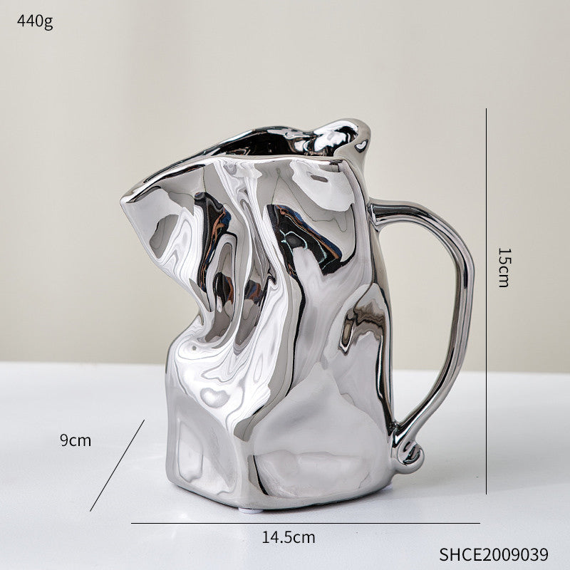 Ceramic Crumbled Pitcher Vase