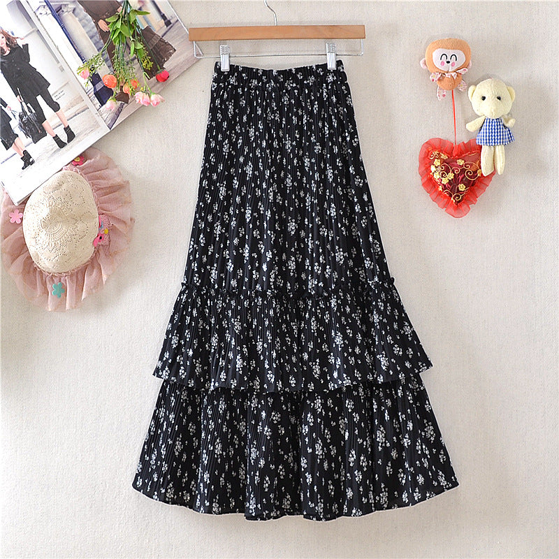 Floral Layered Ruffle Maxi Skirt