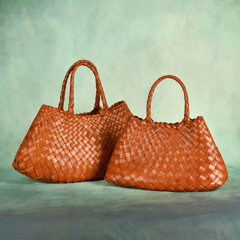 Leather Basketweave Handbag