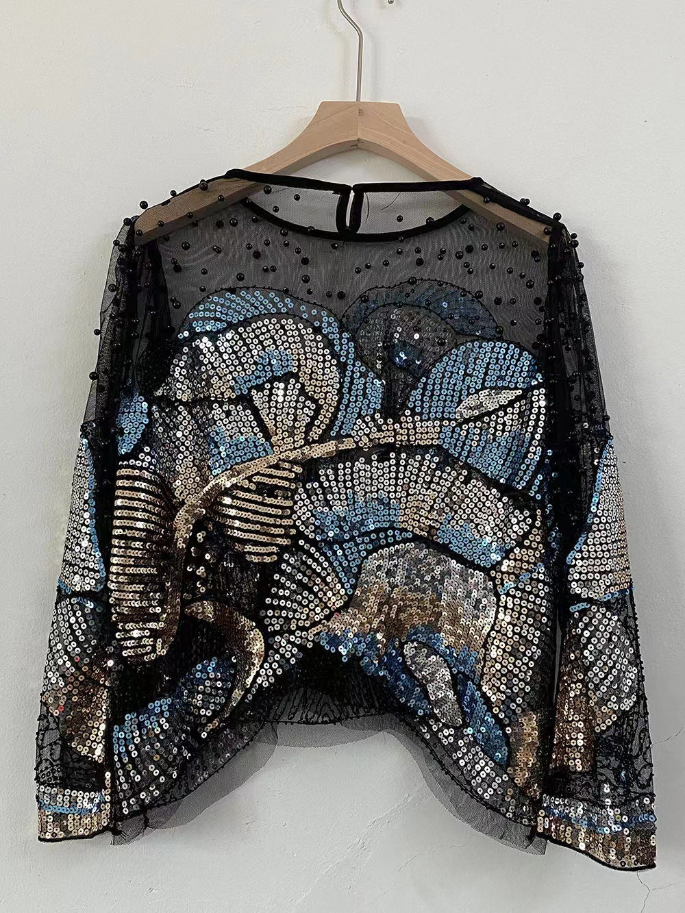 Sequin Beaded Mesh Top