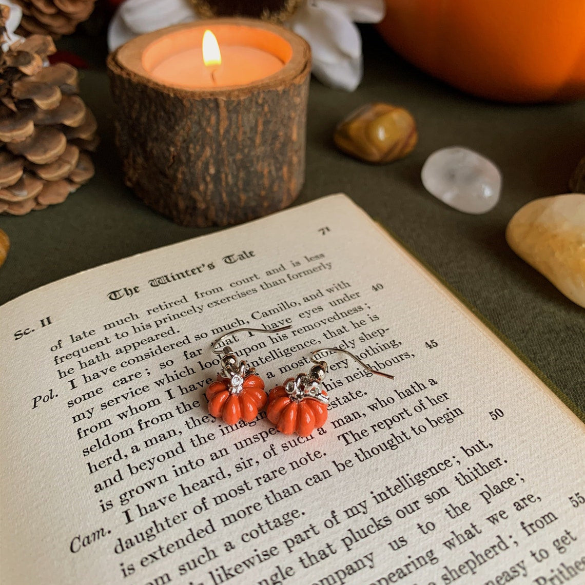 Dainty Fall Pumpkin Dangle Earrings