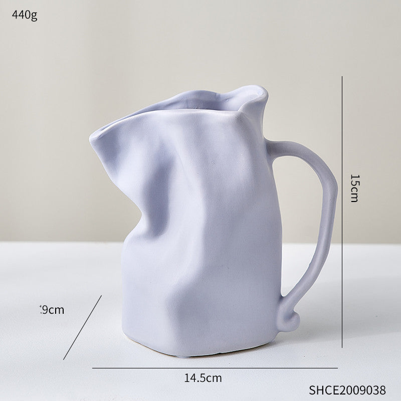 Ceramic Crumbled Pitcher Vase