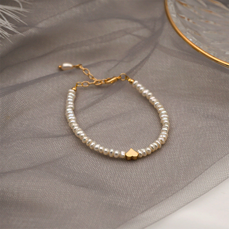 Adjustable Pearl Bracelet with Charm