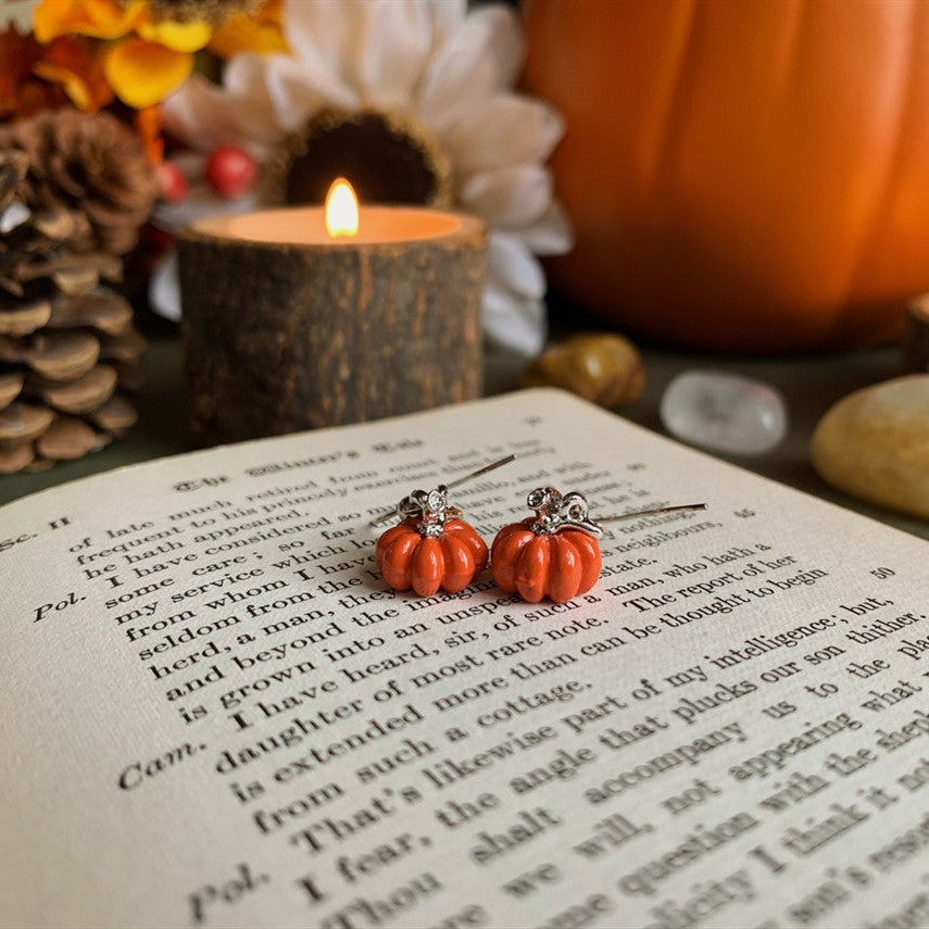 Dainty Fall Pumpkin Dangle Earrings