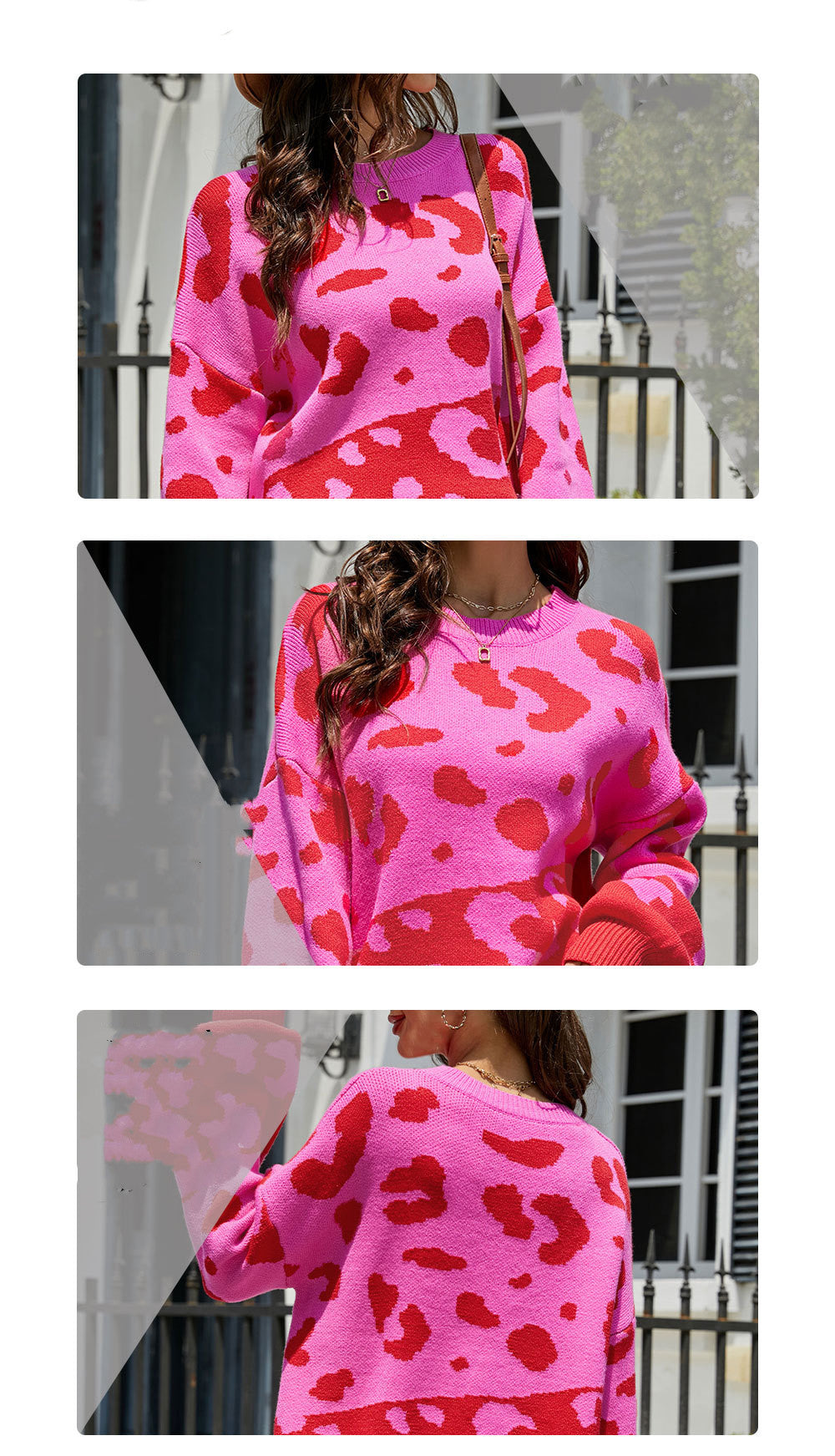 Leopard Print Two Tone Sweater
