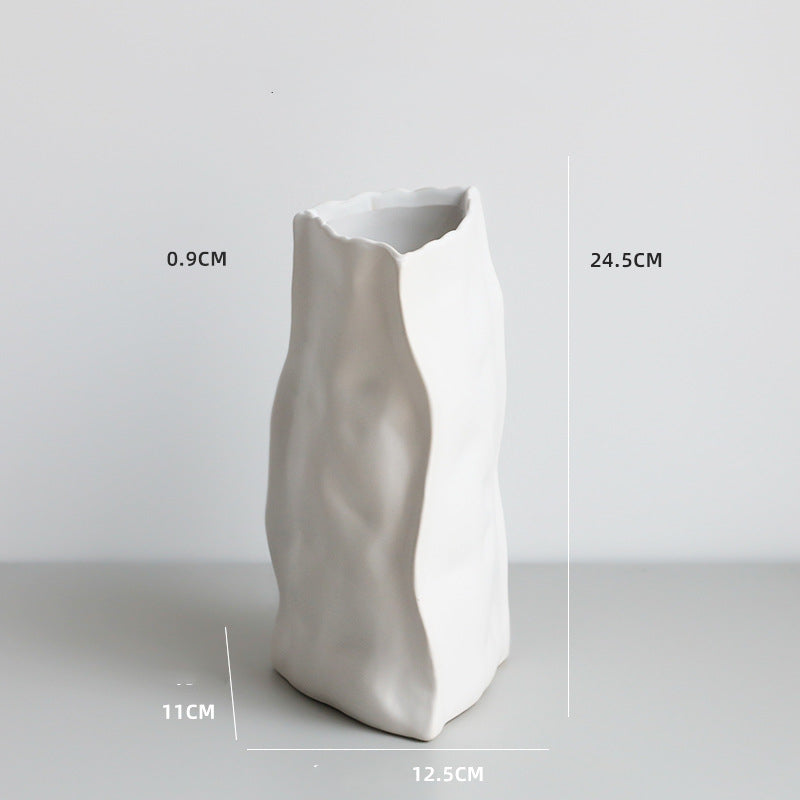 Nordic Ceramic Paper Bag Vase