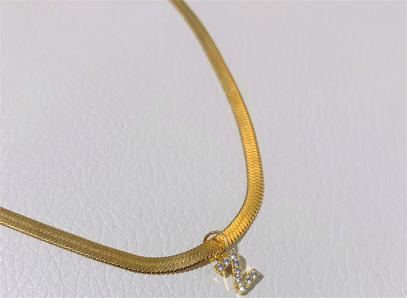 Gold Minimalist Tiny Initial Necklace