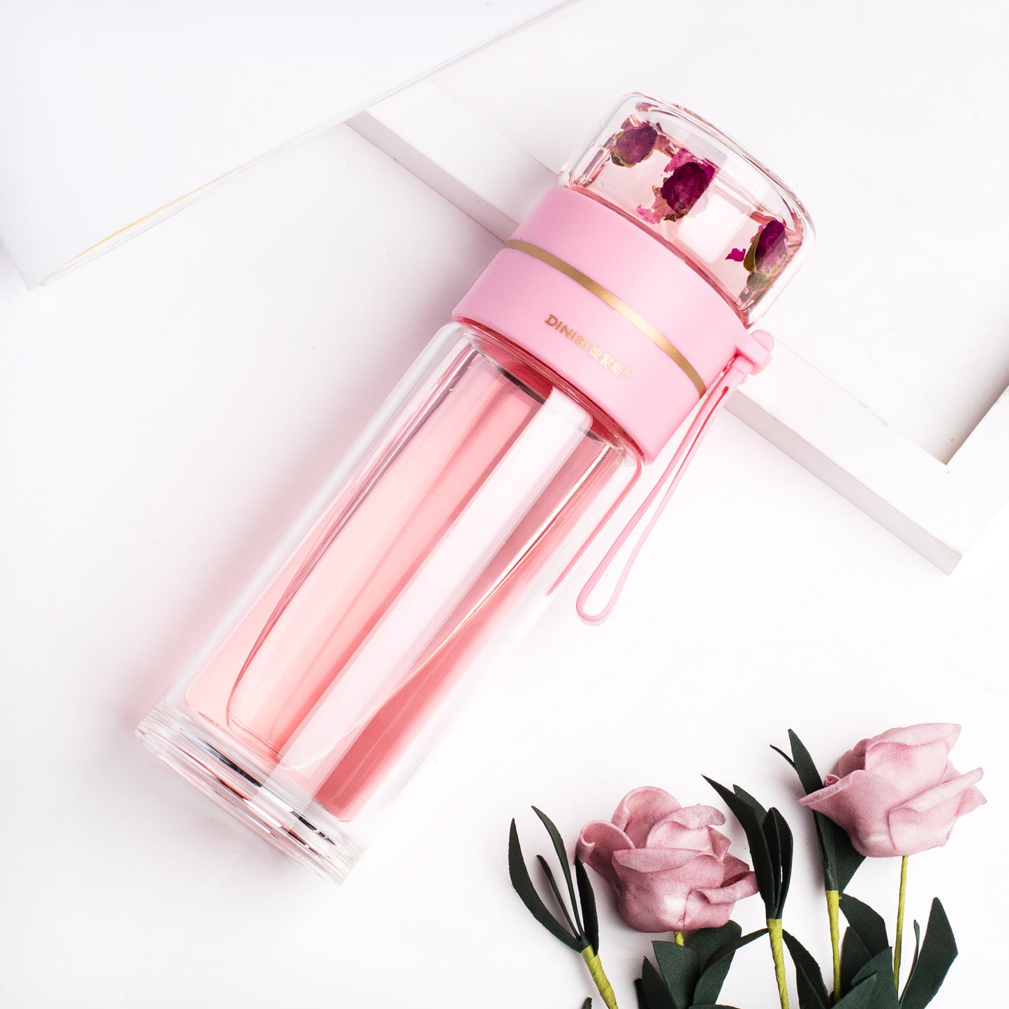 Tea Infuser Filter Glass Water Bottle