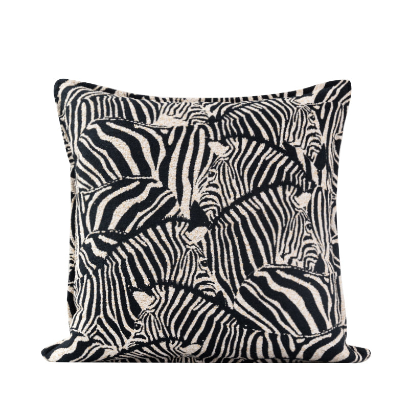 Zebra/ Black and White Brush Stroke Decorative Throw Pillow
