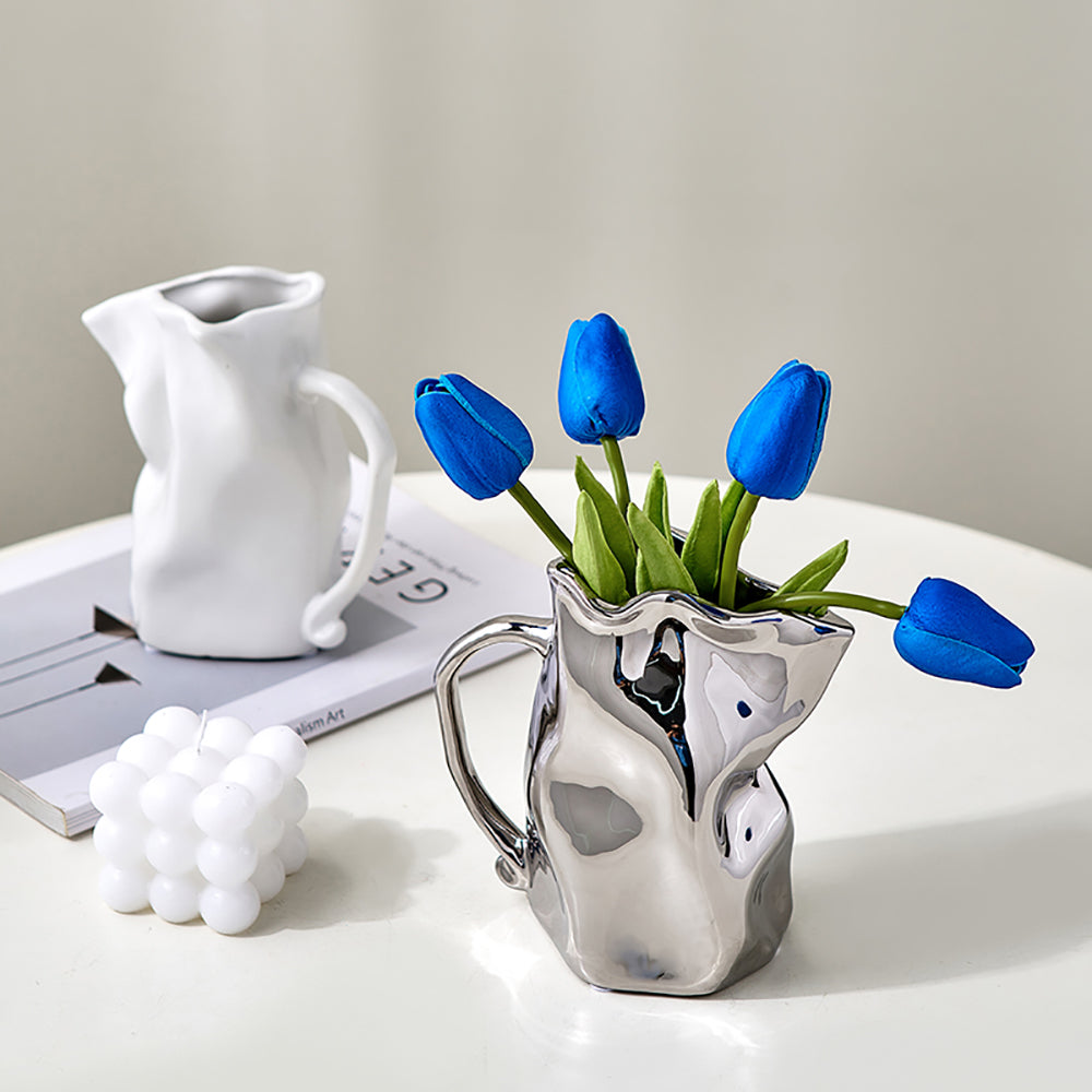 Ceramic Crumbled Pitcher Vase