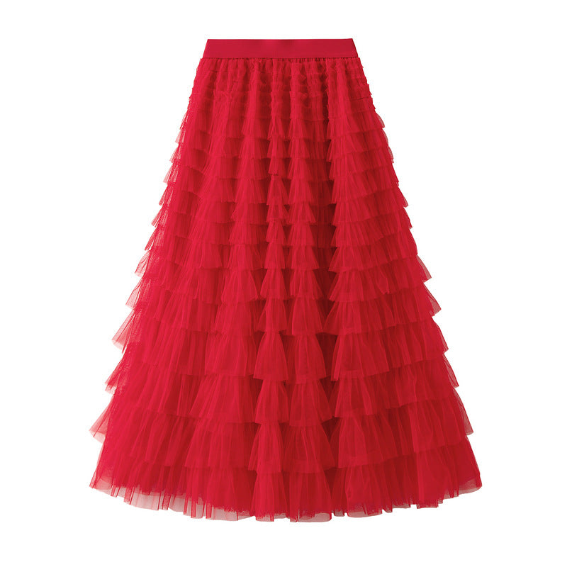 Ruffle Layered Maxi Skirt