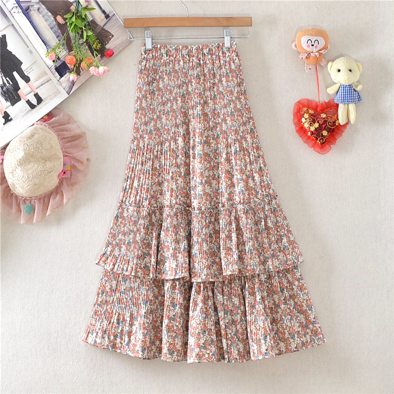 Floral Layered Ruffle Maxi Skirt