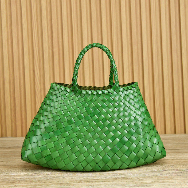 Leather Basketweave Handbag