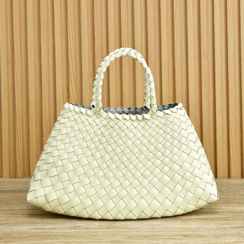 Leather Basketweave Handbag