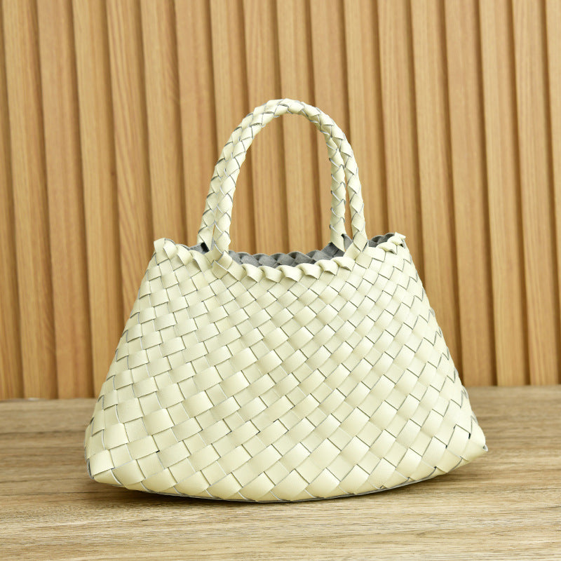 Leather Basketweave Handbag