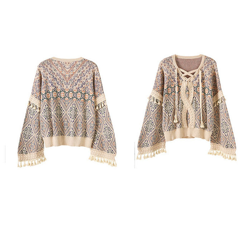 Boho Twist Tassel Sweater