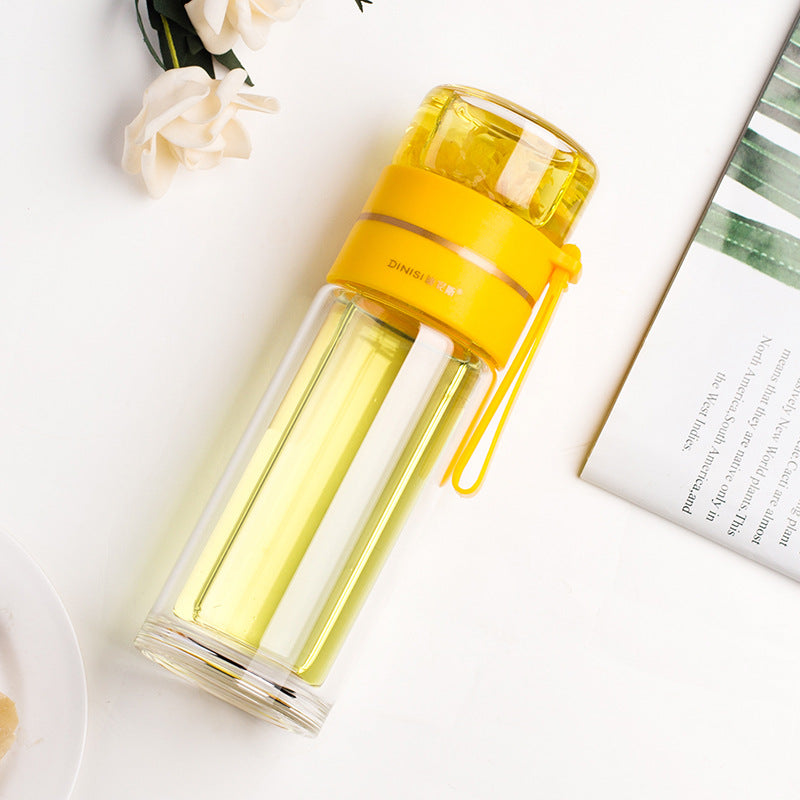 Tea Infuser Filter Glass Water Bottle