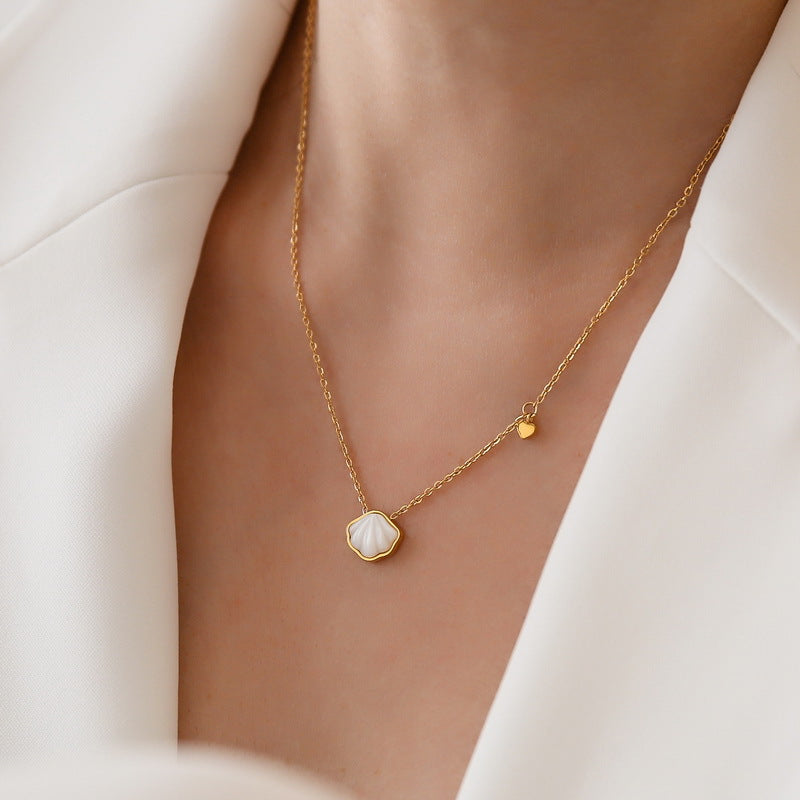 White Clamshell Pendant Necklace