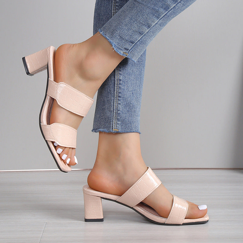 Crocodile Chunky Heel Sandal