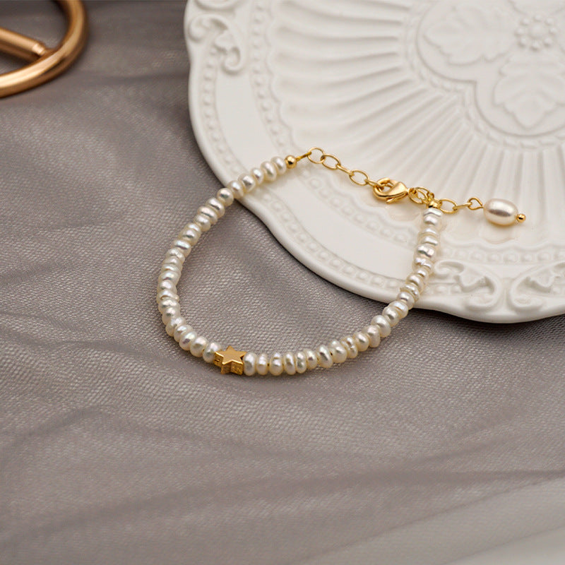 Adjustable Pearl Bracelet with Charm