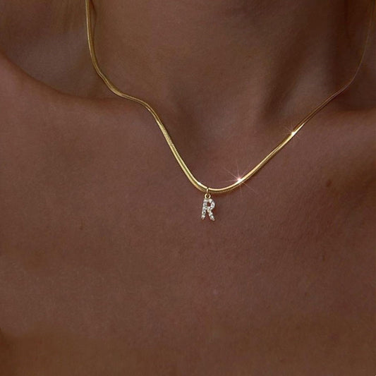 Gold Minimalist Tiny Initial Necklace