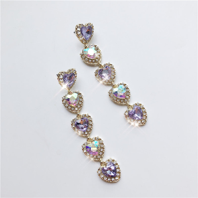 Royal Purple Heart Shoulder Duster Earrings