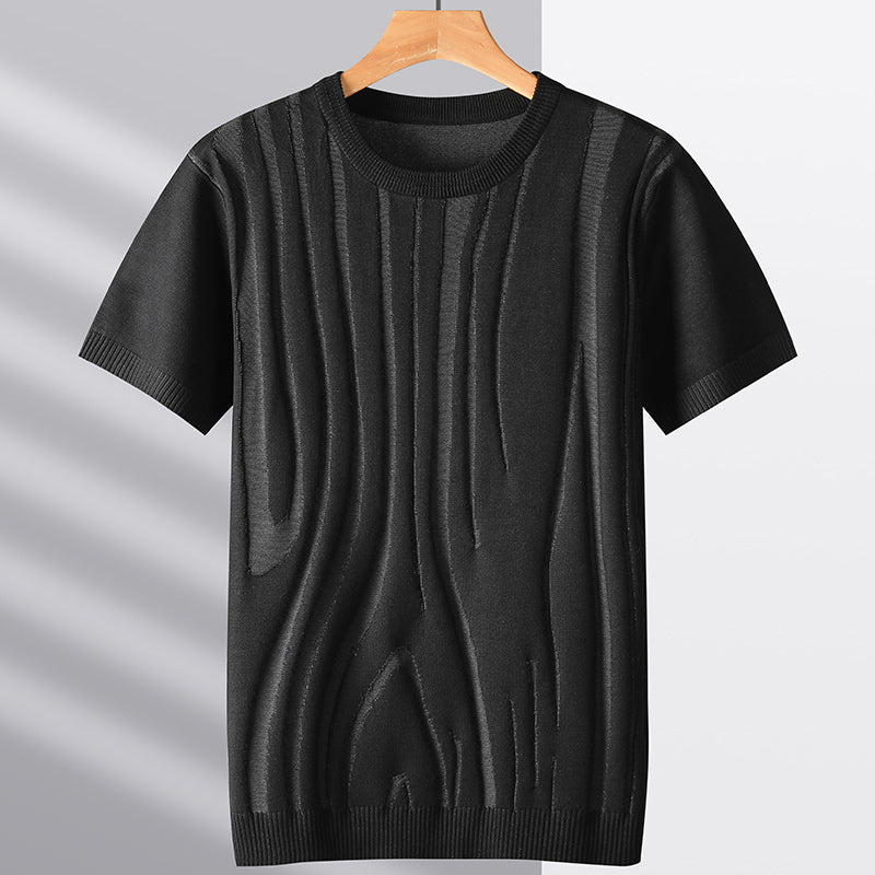Men's Abstract Line Pattern Thin Knit Shirt