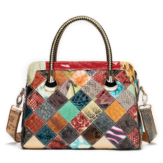 Vintage Leather Patchwork Handbag Purse