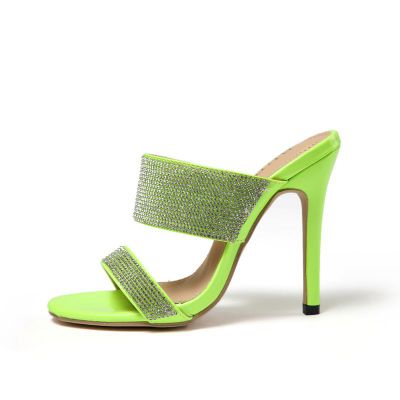 Rhinestone Double Strap Open Toe Stiletto