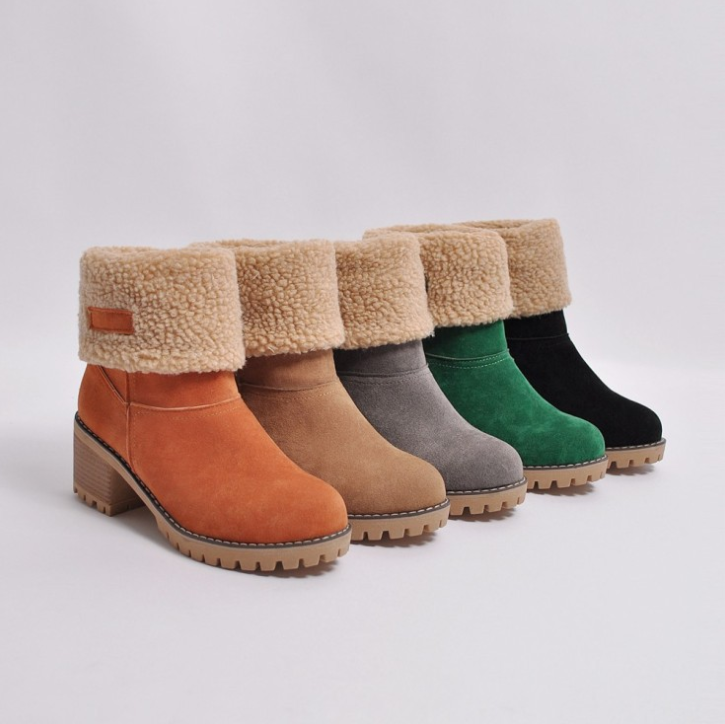 Fleece Lined Chunky High Shaft Suede Boots