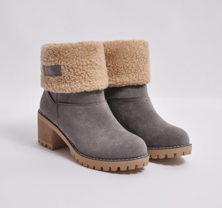 Fleece Lined Chunky High Shaft Suede Boots