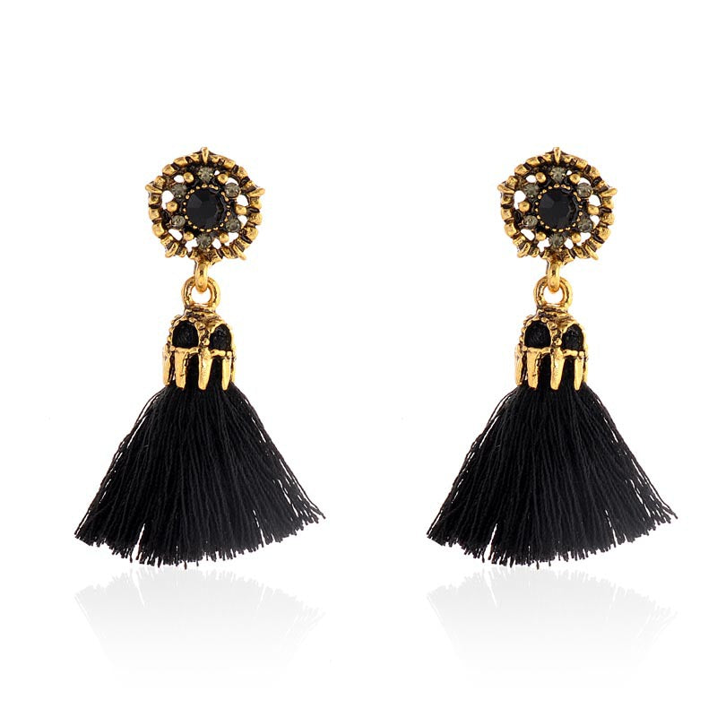 Jeweled Tassel Dangle Earrings