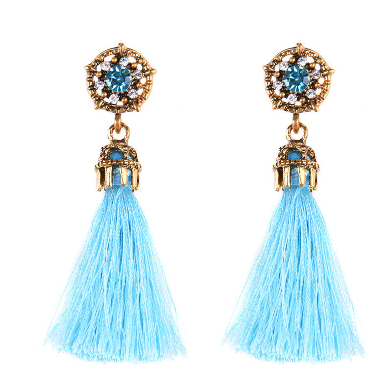 Jeweled Tassel Dangle Earrings
