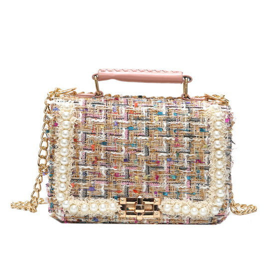 Tweed and Pearl Purse