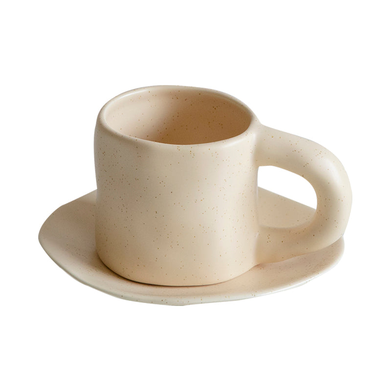 Speckled Nordic Mug with Irregular Shaped Saucer