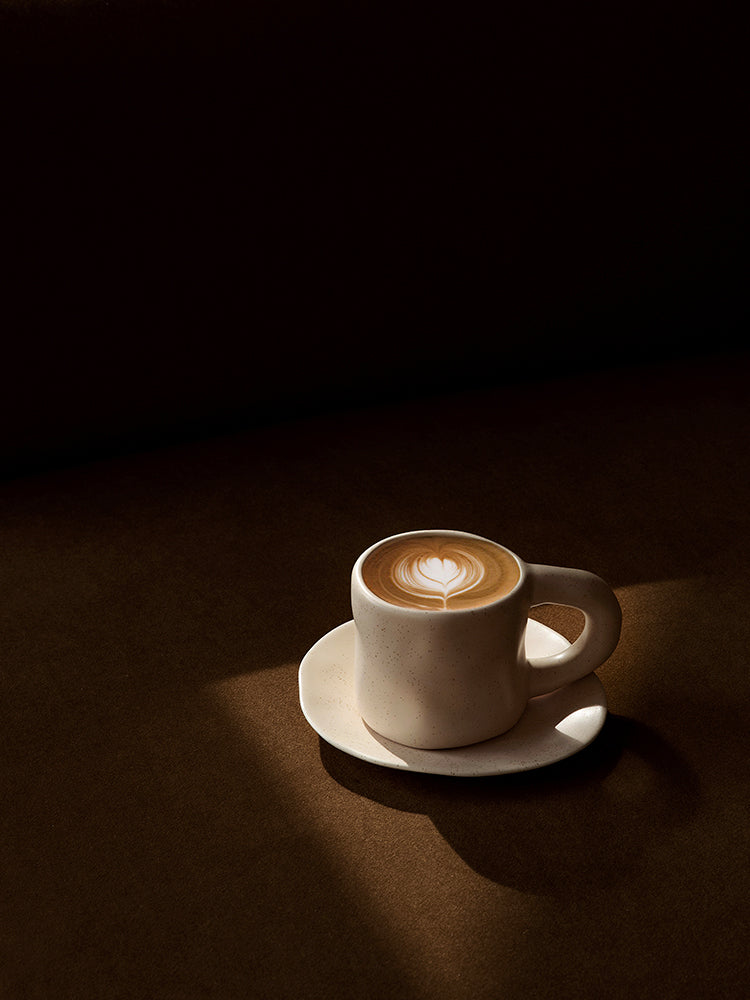 Speckled Nordic Mug with Irregular Shaped Saucer