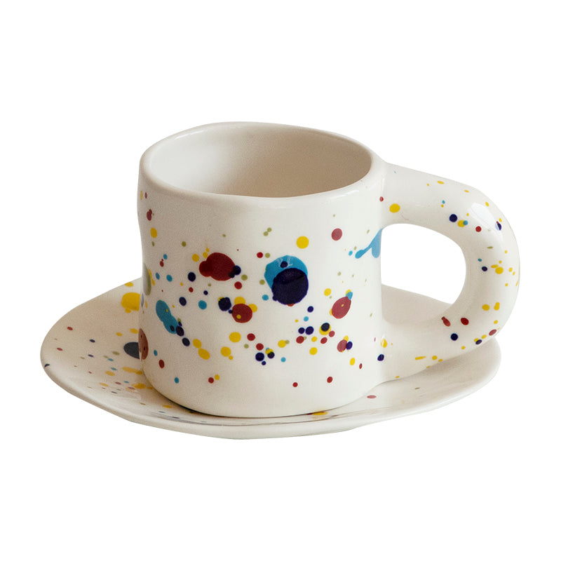 Speckled Nordic Mug with Irregular Shaped Saucer