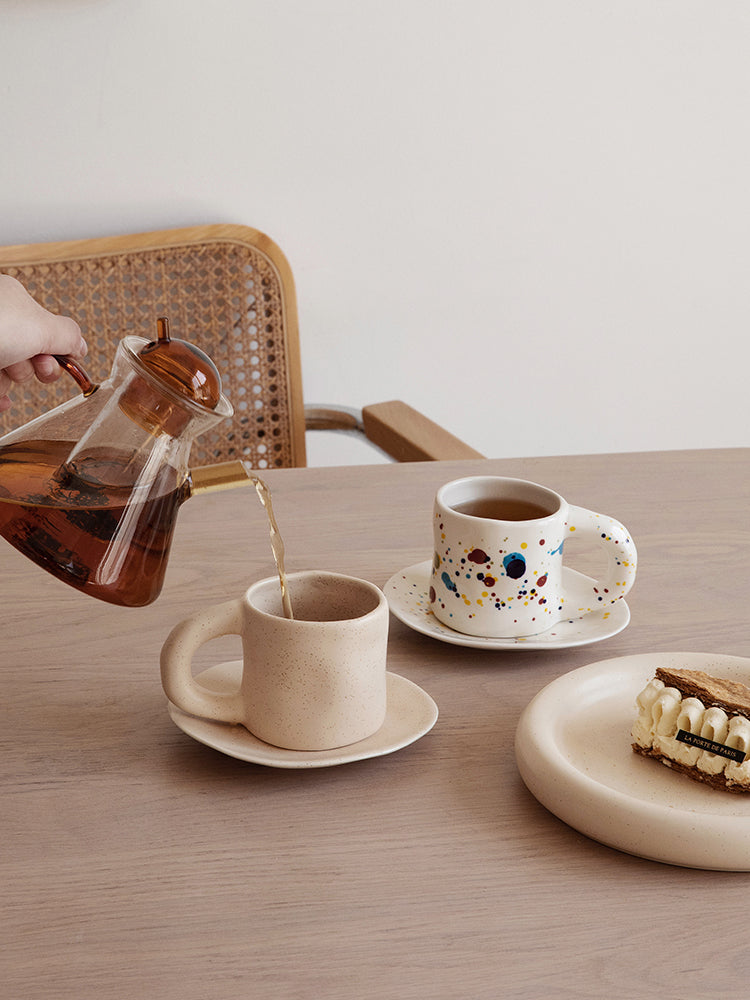 Speckled Nordic Mug with Irregular Shaped Saucer