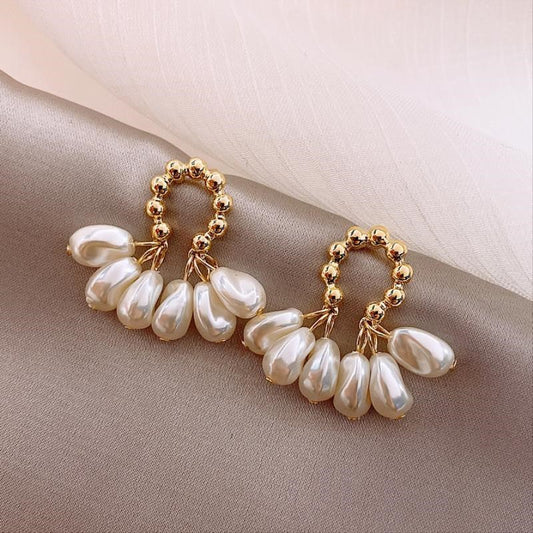 Pearl Teardrop Tassel Earrings
