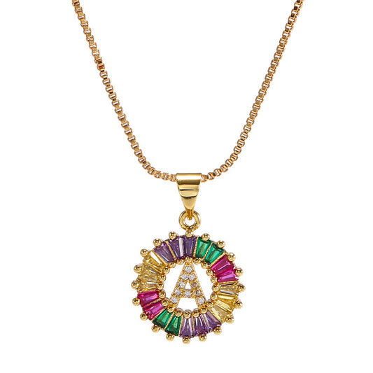 Rainbow Initial Necklace