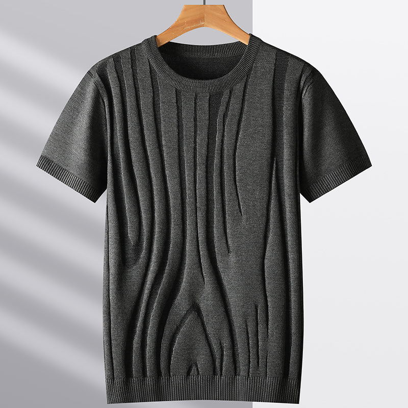 Men's Abstract Line Pattern Thin Knit Shirt