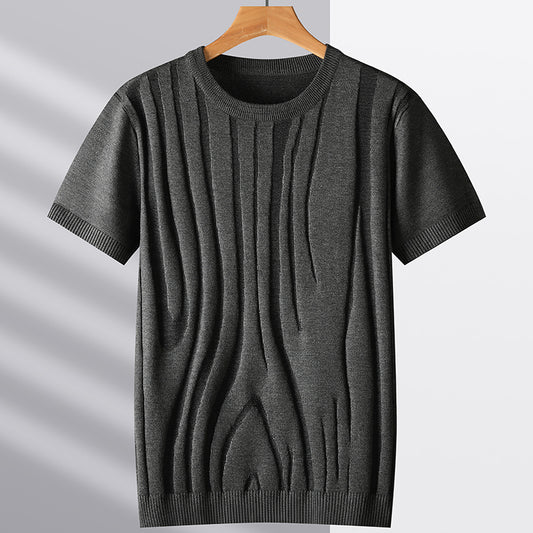 Men's Abstract Line Pattern Thin Knit Shirt