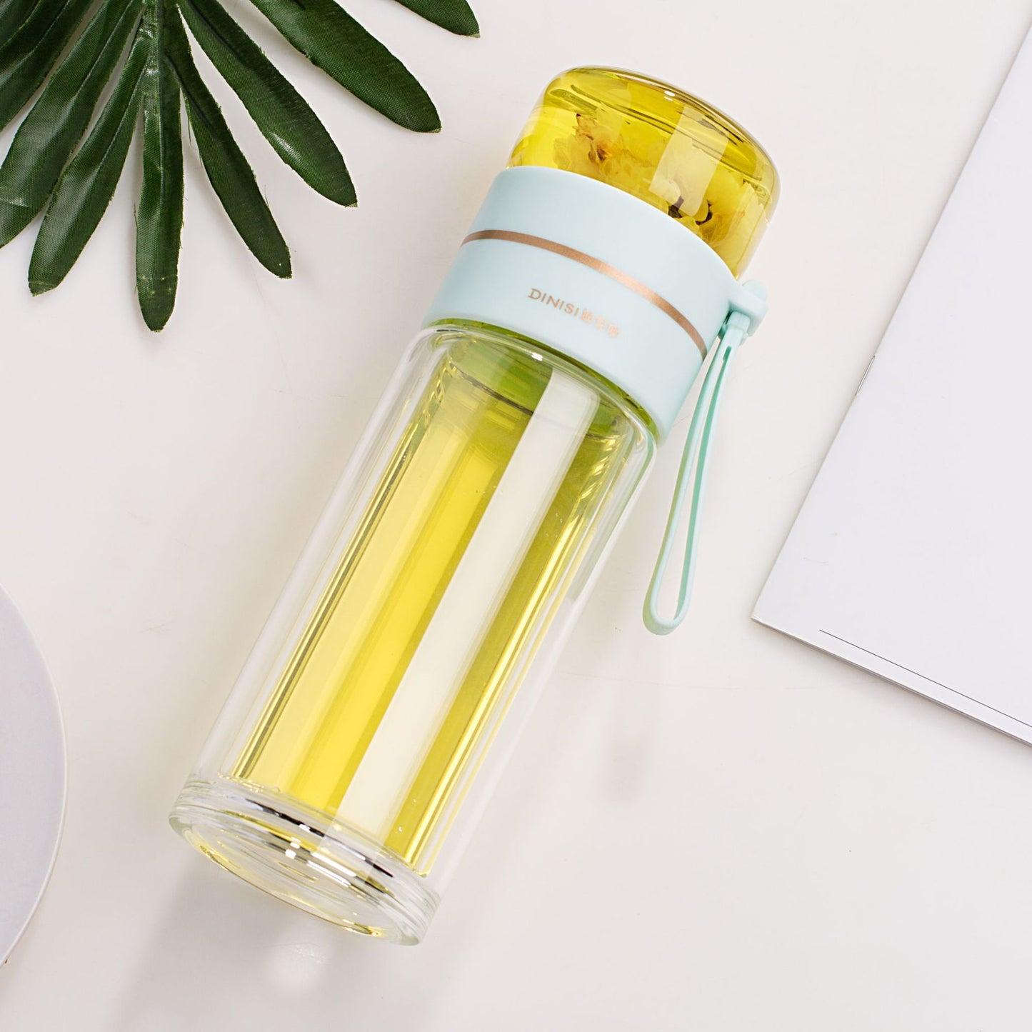 Tea Infuser Filter Glass Water Bottle