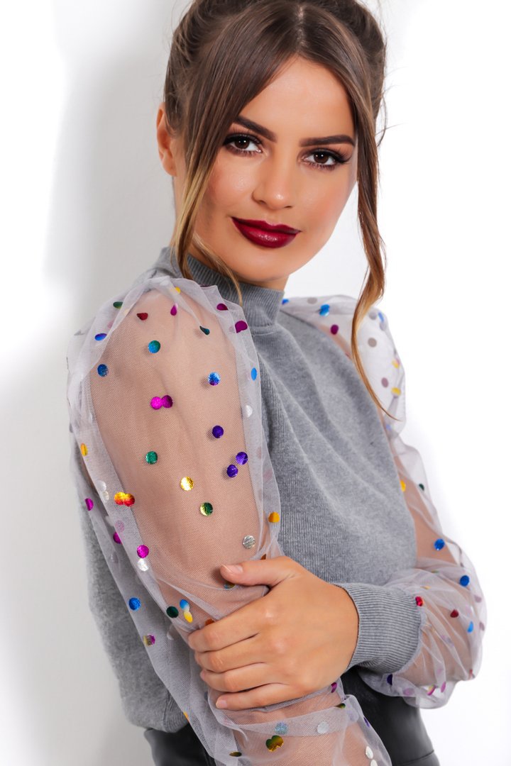 Confetti Polka Dot Mesh Top
