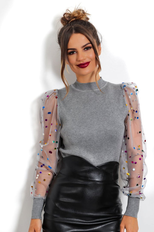 Confetti Polka Dot Mesh Top