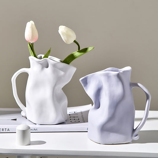 Ceramic Crumbled Pitcher Vase